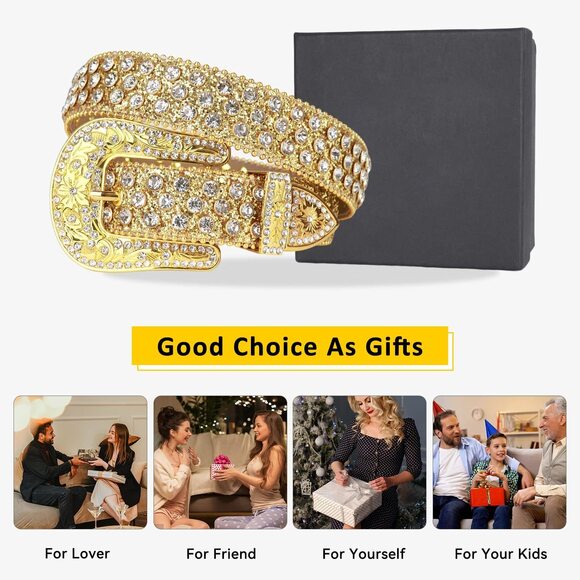 7728 Luxury Strap Men Women Rhinestone Belt Western Diamond Sparkle Bling main image 6